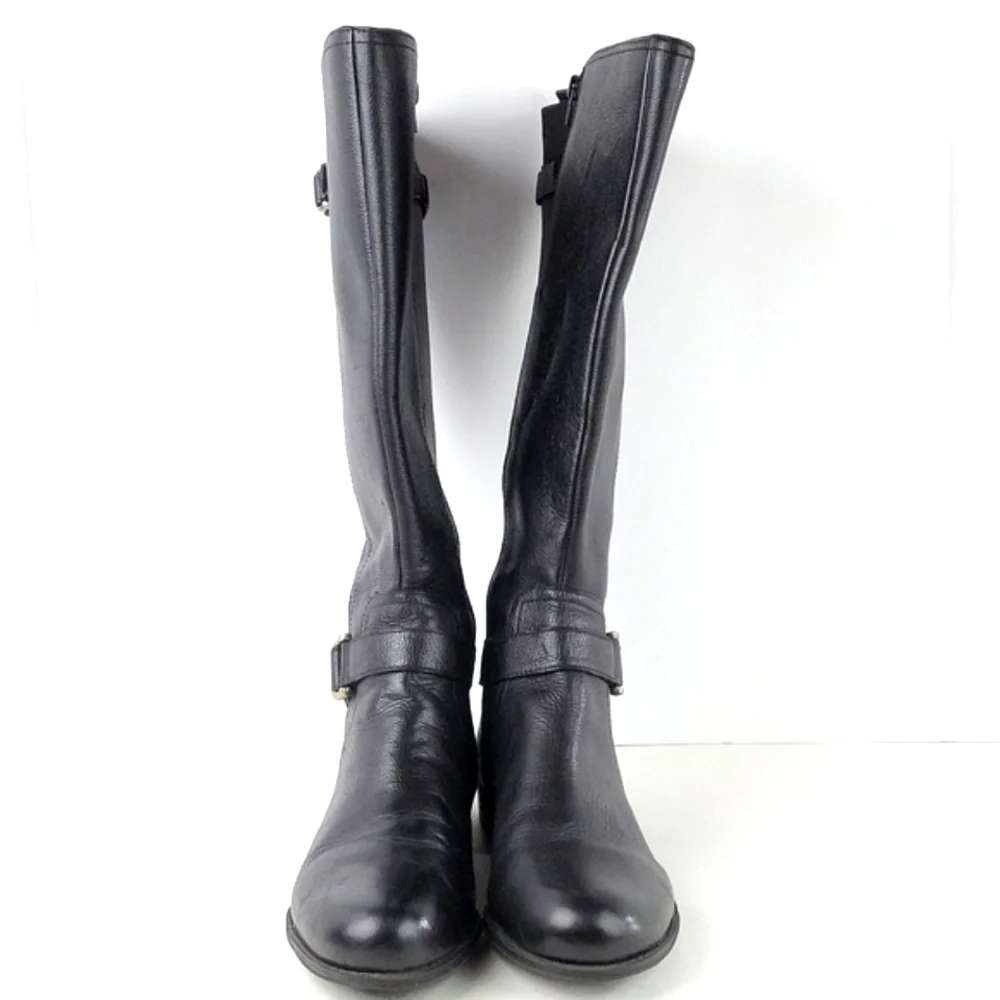 Naturalizer Black Leather Knee-High Riding Boots